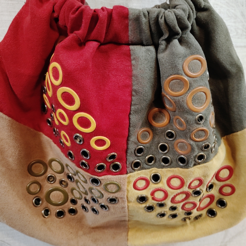 Chic Patchwork Shoulder Bag With Eyelet Design - image 2